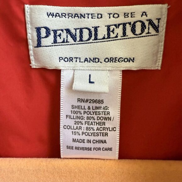 Pendleton Womens Quilted Down Blend Vest Jacket Faux Fur Collar Red Size L - Picture 6 of 6